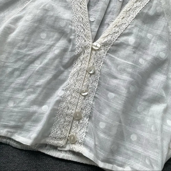 Free People Ivory Long Balloon Sleeve Blouse Top XS - Picture 5 of 8